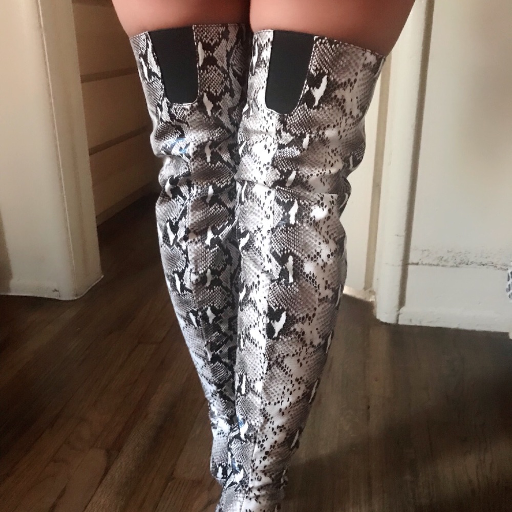 Over the knee (thigh high) Python Print Boots - Picture 7 of 8